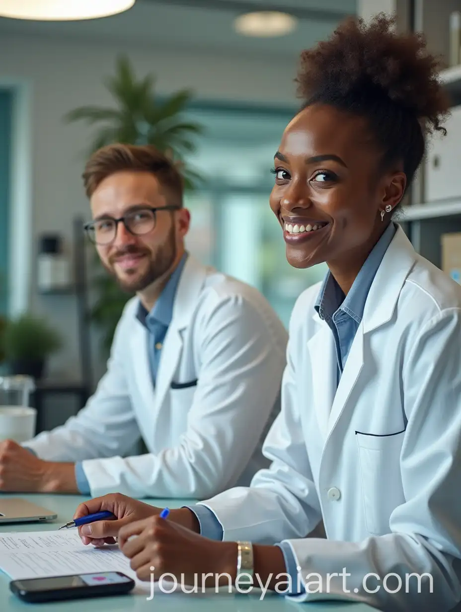 Two-Young-Pharmacists-Engaged-in-Conversation-While-Working-in-a-Pharmacy