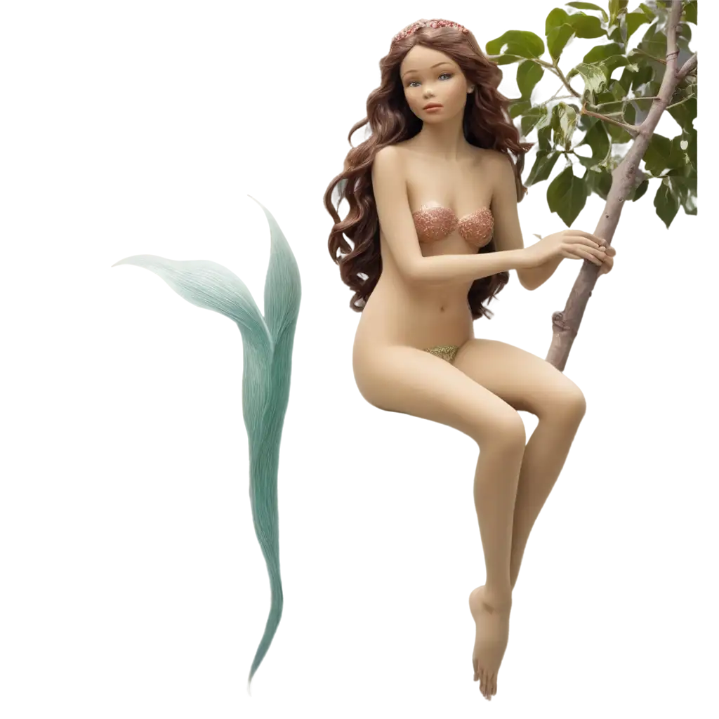 Stunning-BrownHaired-Mermaid-PNG-A-Mystical-Fig-Tree-Seating