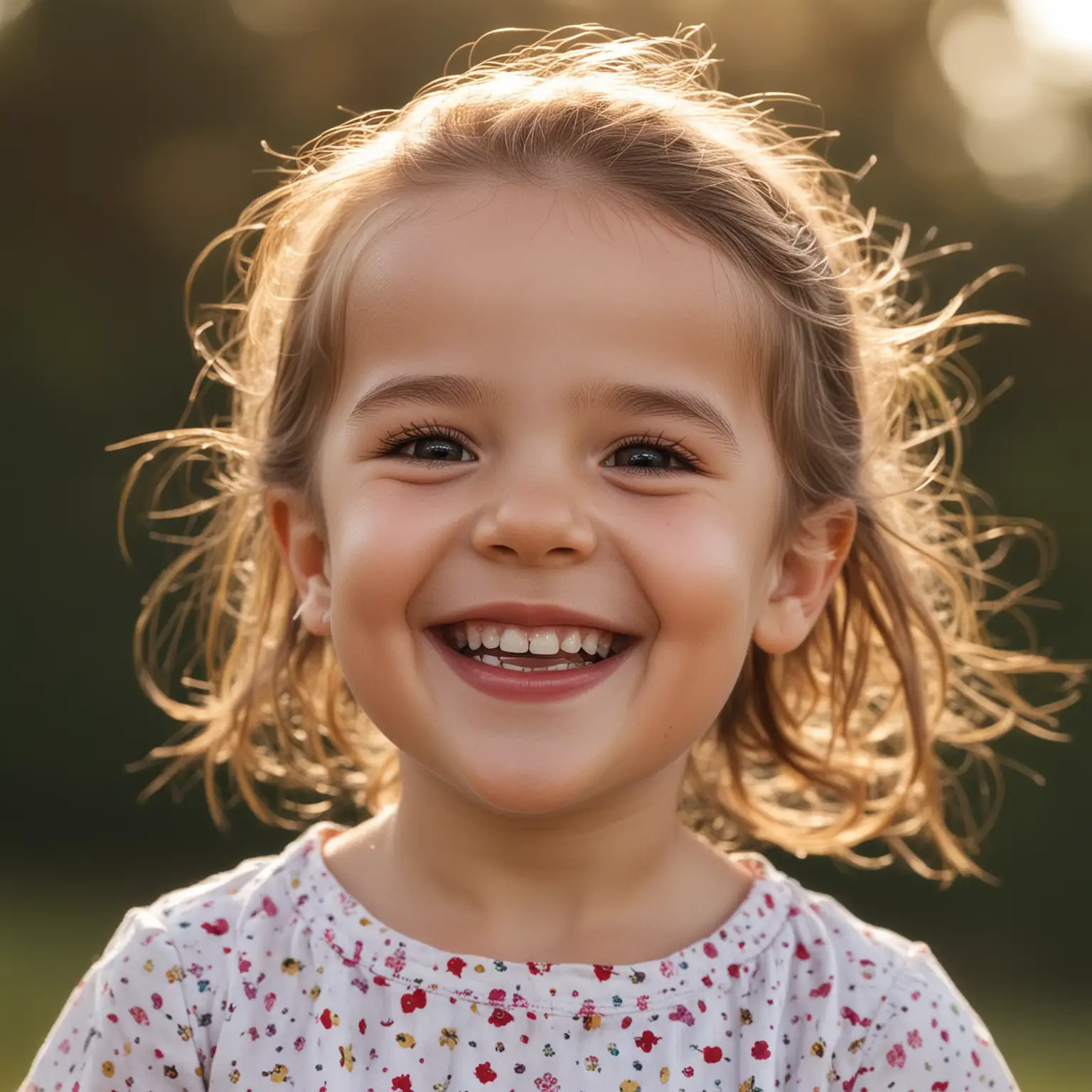 Cheerful Little Girl Smiling Outdoors in Sunny Park