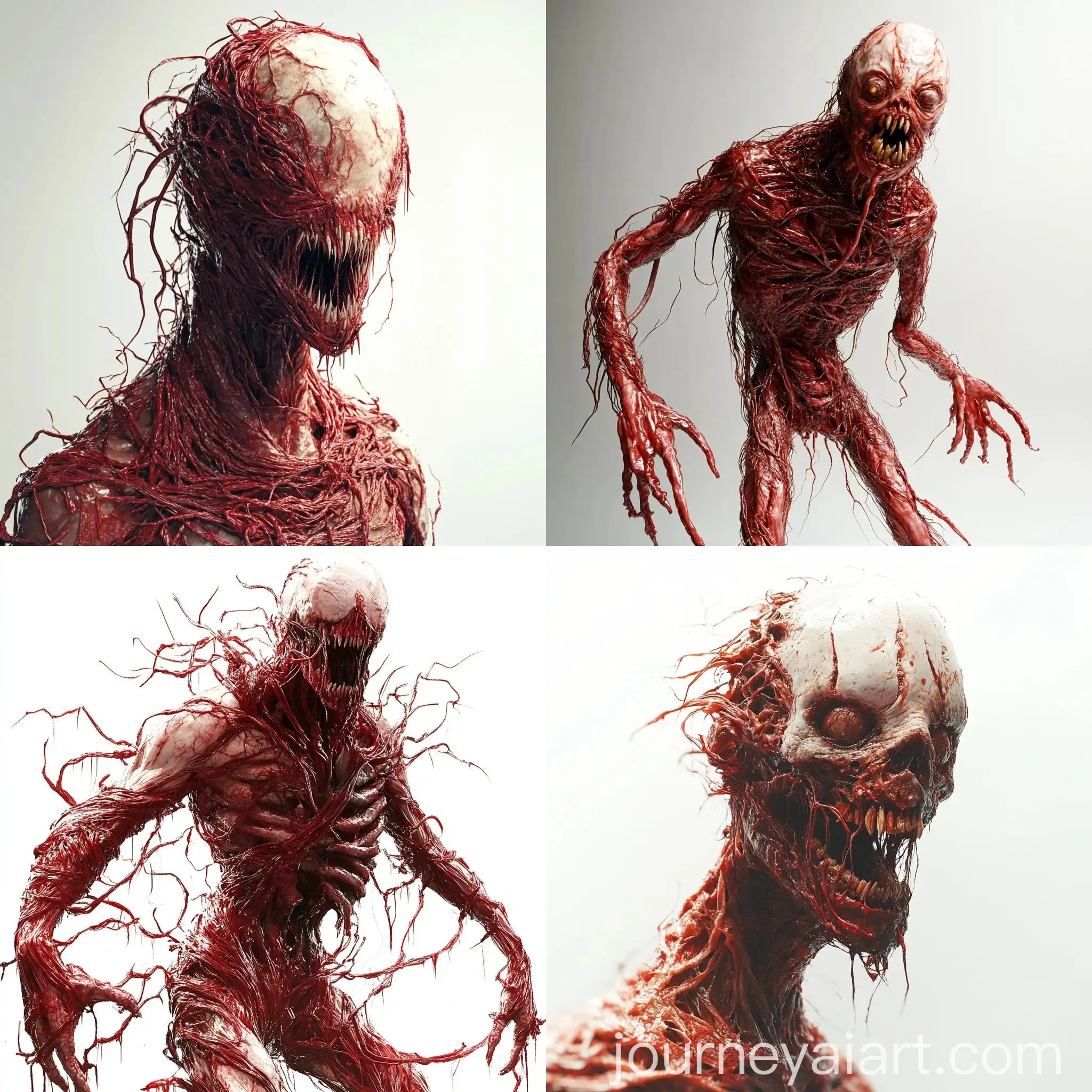 Ethereal-Red-Fiber-Creature-with-Distinctive-Features-on-White-Background