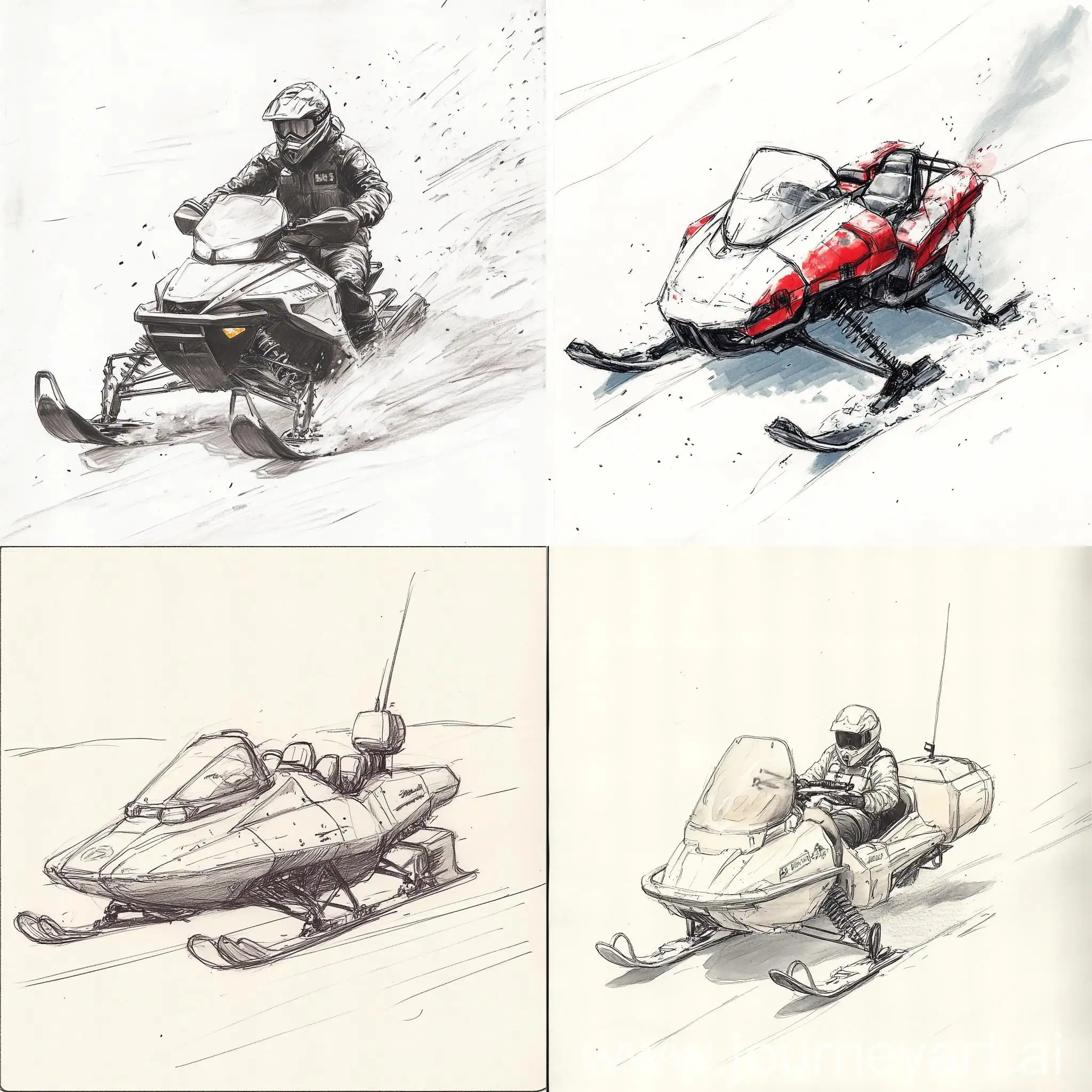 Snowmobile-Sketch-Illustration-in-Winter-Setting