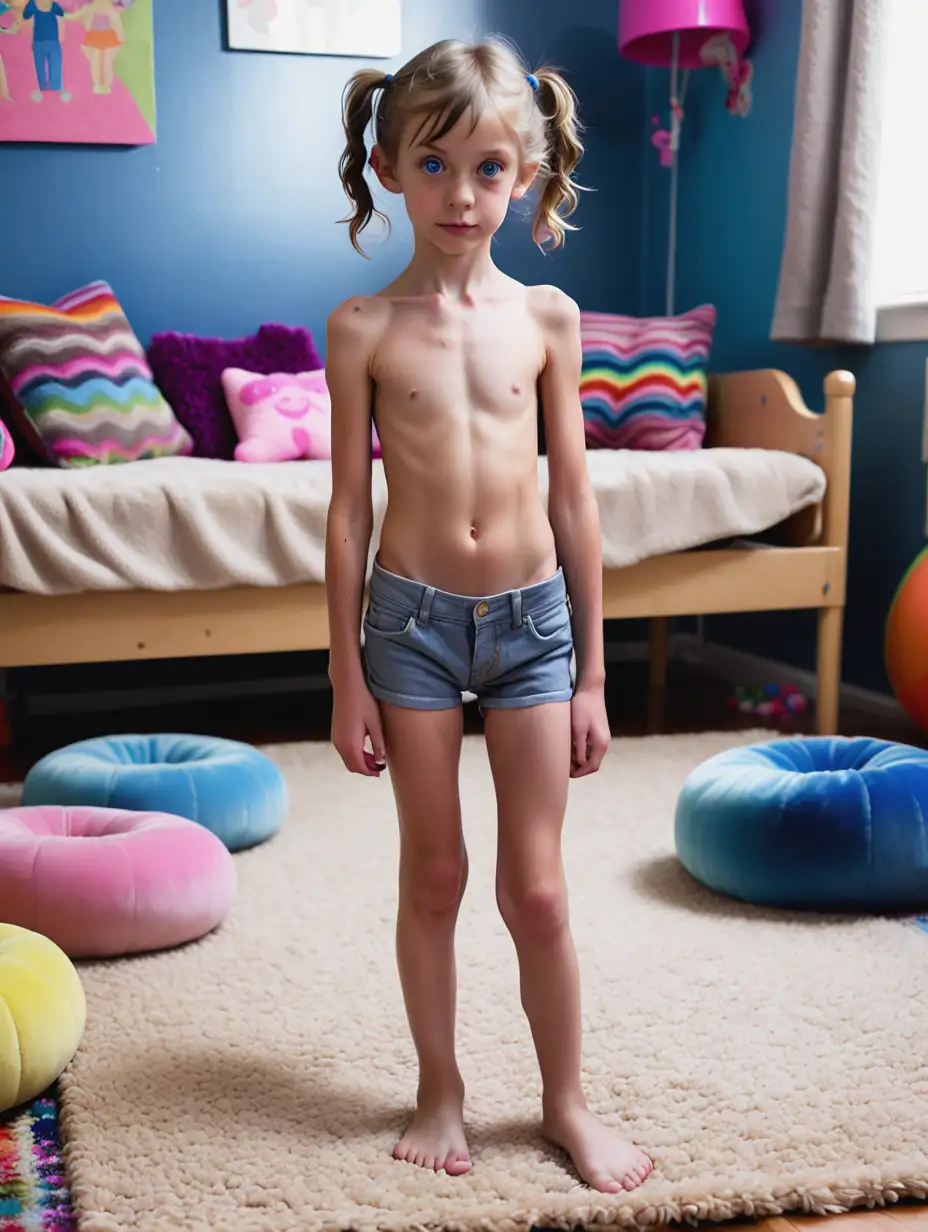 Little-Girl-with-Pigtails-in-Playroom-with-Daybed-and-Fluffy-Pillows