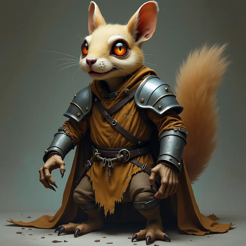 Undead Squirrel Knight Stitched Medieval Warrior with Glowing Eyes