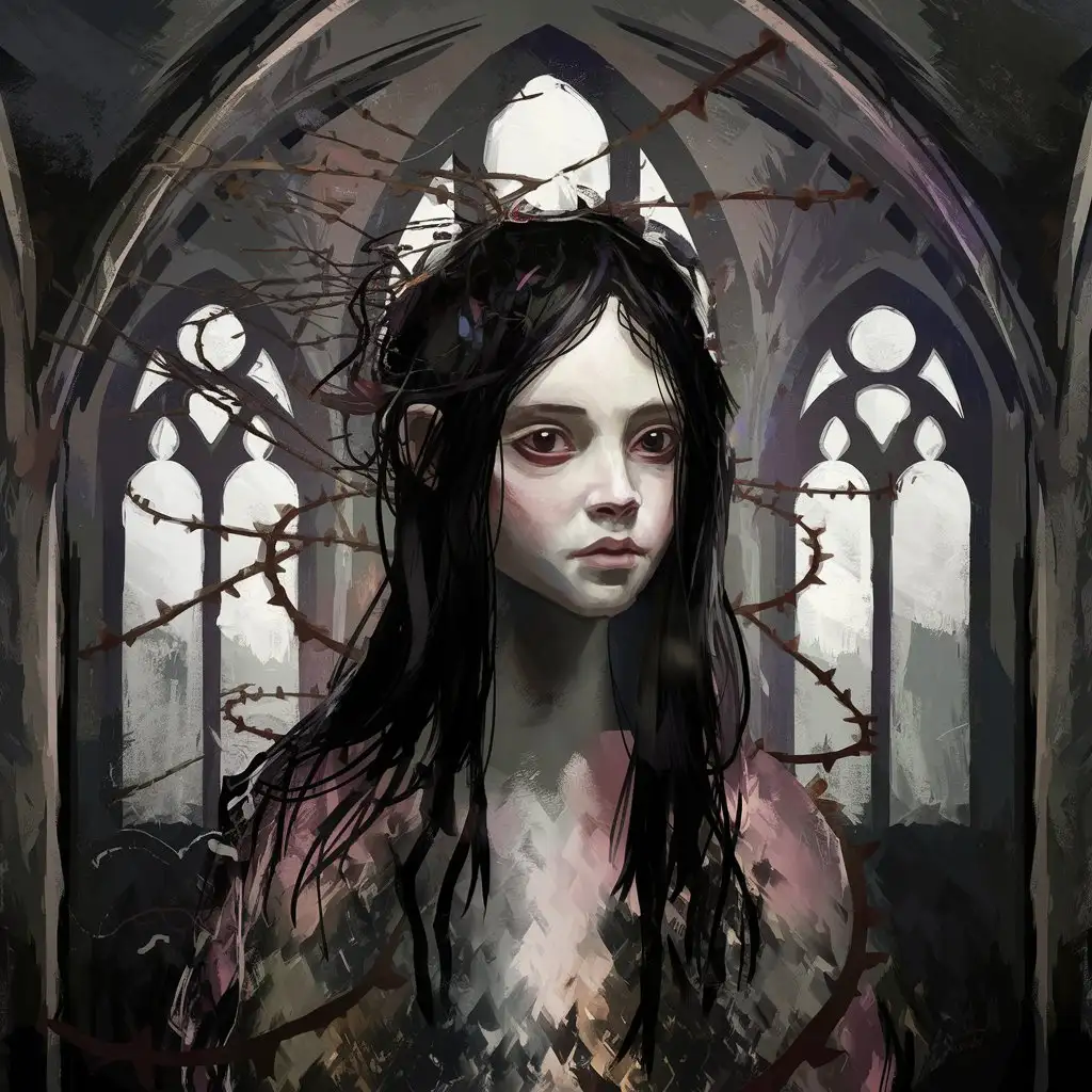 Gothic Abstract Portrait of a Girl in a Dreamlike House