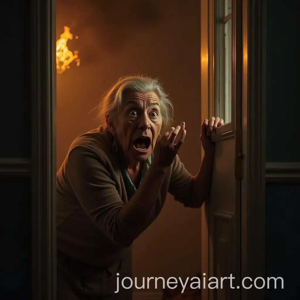 AI-Art-Prompt-ExpansionOld-Woman-in-Panic-Near-Burning-Doorway-Hearing-Faint-Baby-Cry