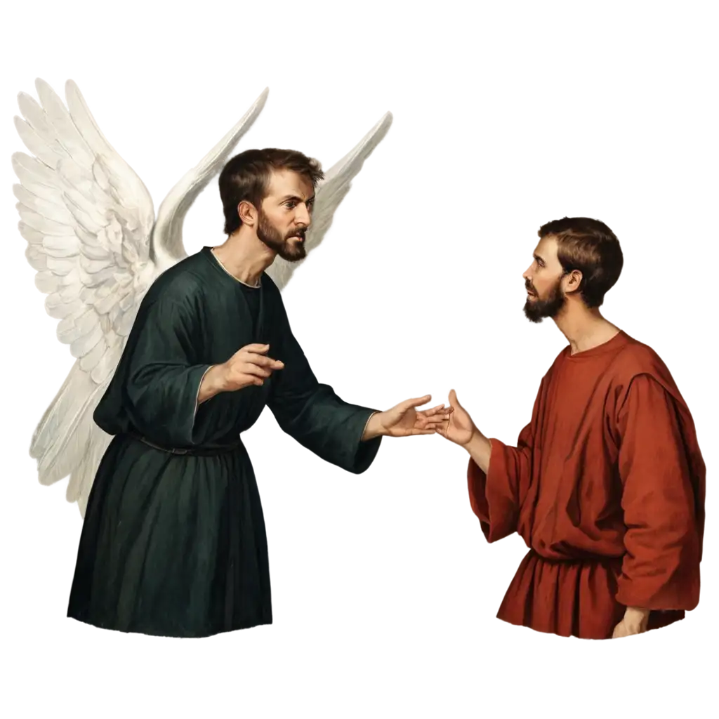 PNG-Image-of-Apostle-Paul-Arguing-with-an-Angel-Captivating-Biblical-Scene