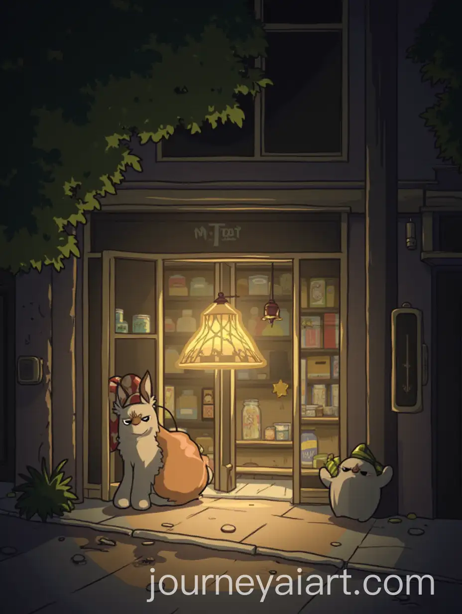 Cozy-Anime-Night-Scene-with-a-Charming-Shop-Illuminated-by-Lamp-Light