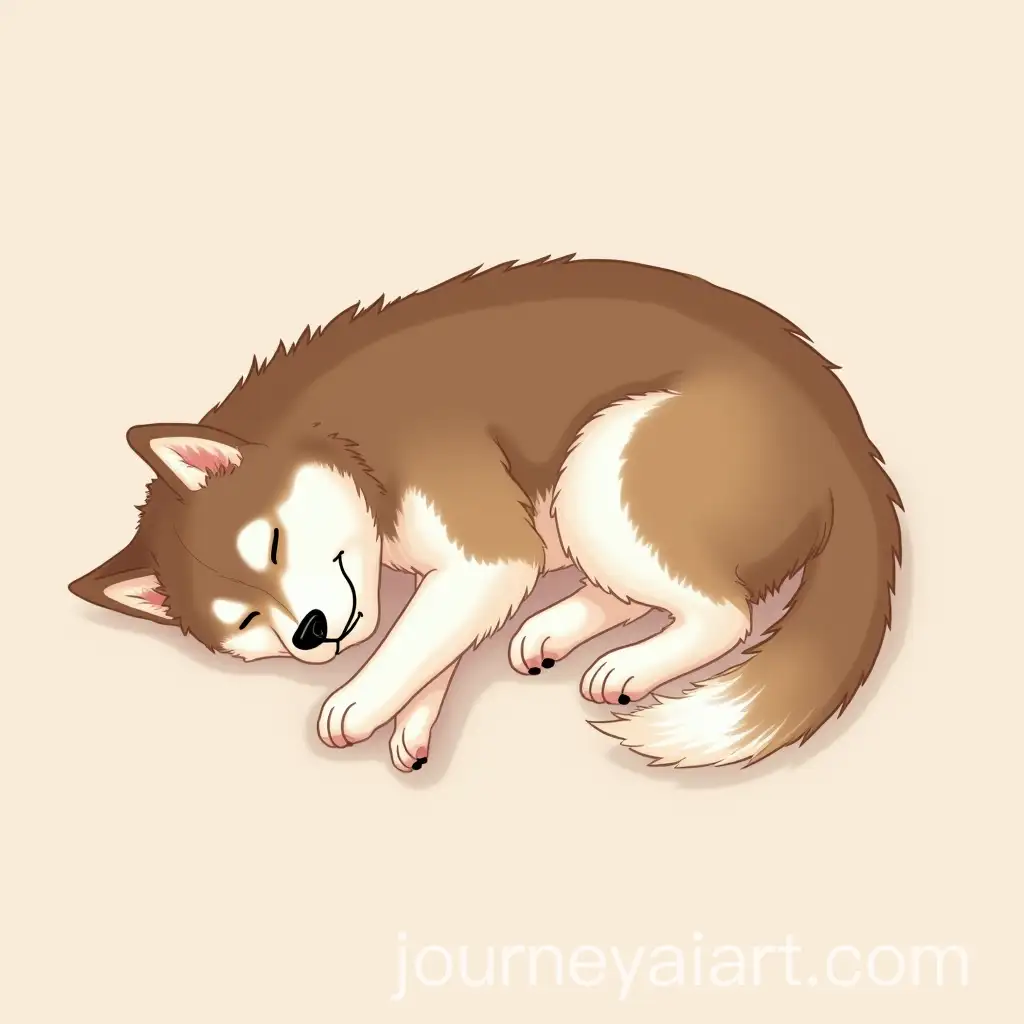 Cute-Brown-Siberian-Husky-Dog-Sleeping-Peacefully-from-Above