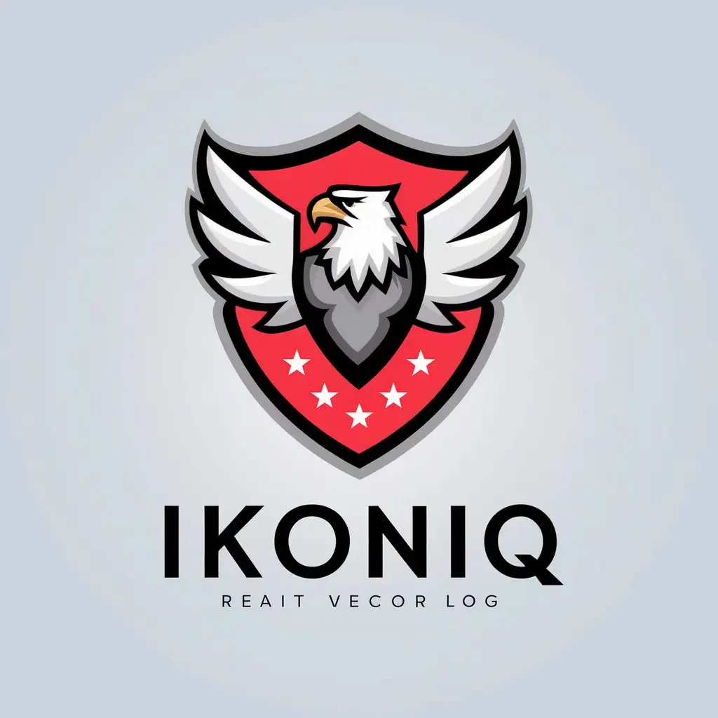 LOGO Design for IKONIQ Shield with White Eagle and Stars