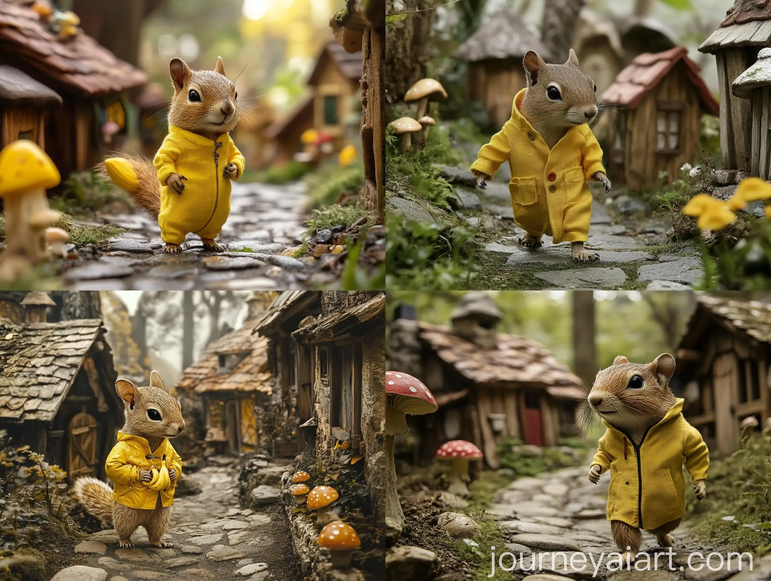 Color-Daguerreotype-of-Ground-Squirrel-in-Yellow-Suit-Walking-Along-Stone-Path
