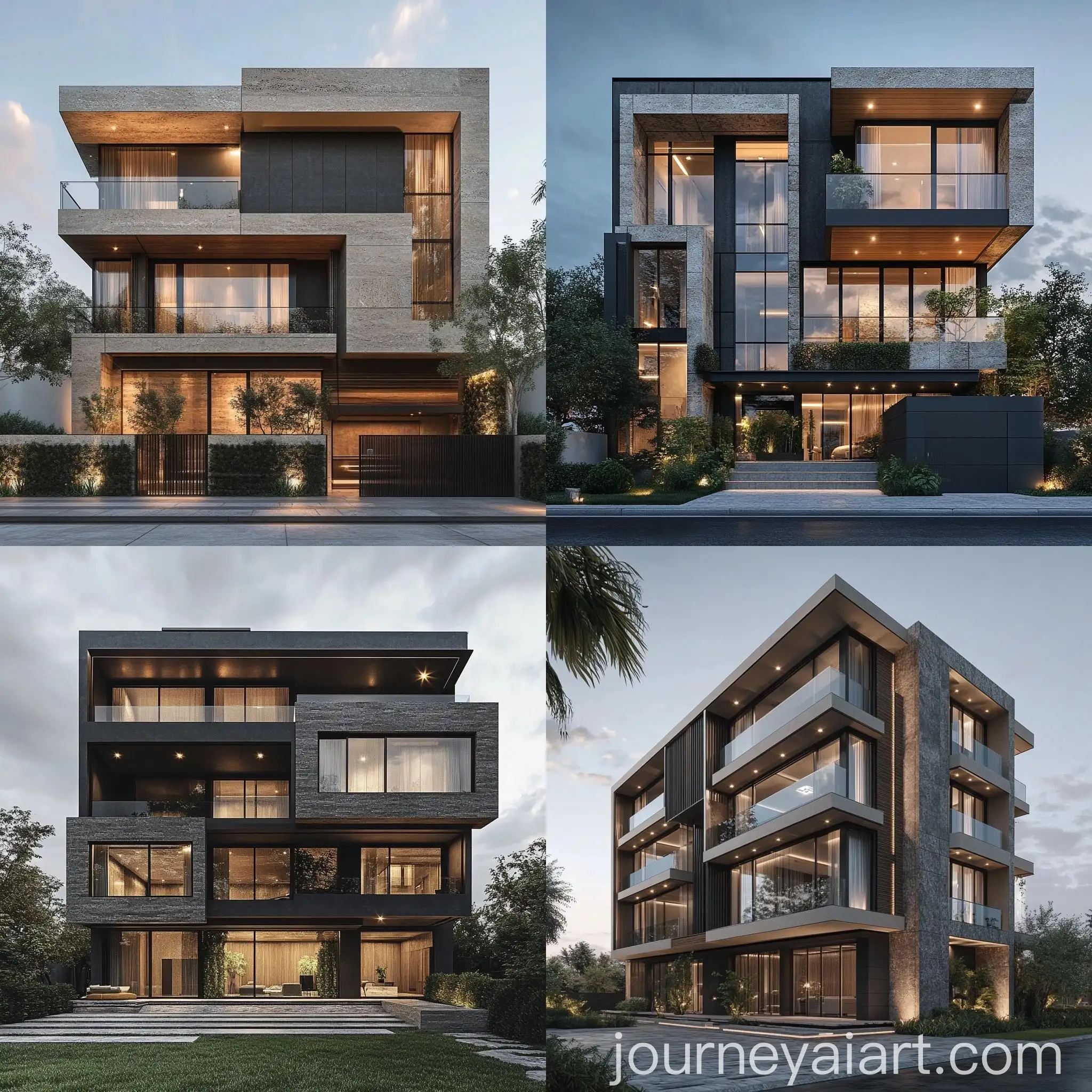 Modern-Residential-Facade-Design-with-Stone-and-Transparent-Spaces