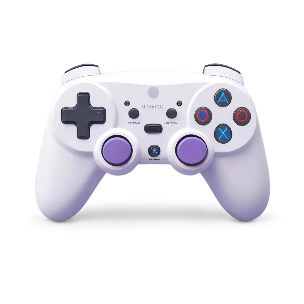 White-Realistic-Gamepad-PNG-with-Minimalist-Design-and-Light-Purple-Tint-for-HighQuality-Visuals