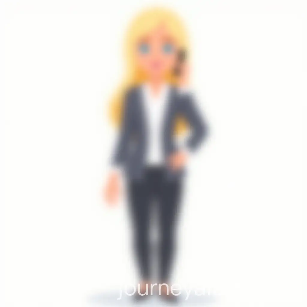 Blonde-Woman-in-Business-Outfit-Holding-Phone-in-FlatStyle-Illustration