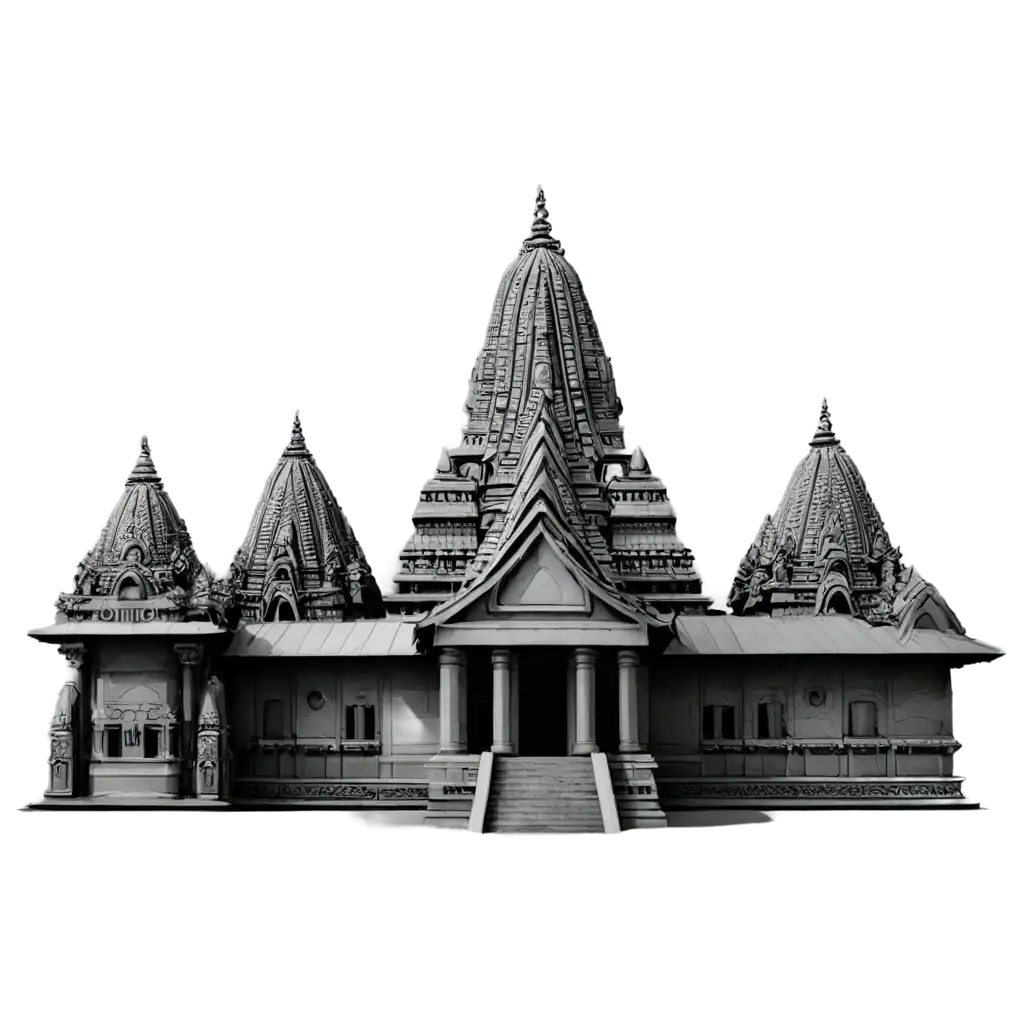 Hindu-Indian-Temple-Black-Tone-PNG-Image-HighQuality-Intricate-Digital-Art-for-Diverse-Applications