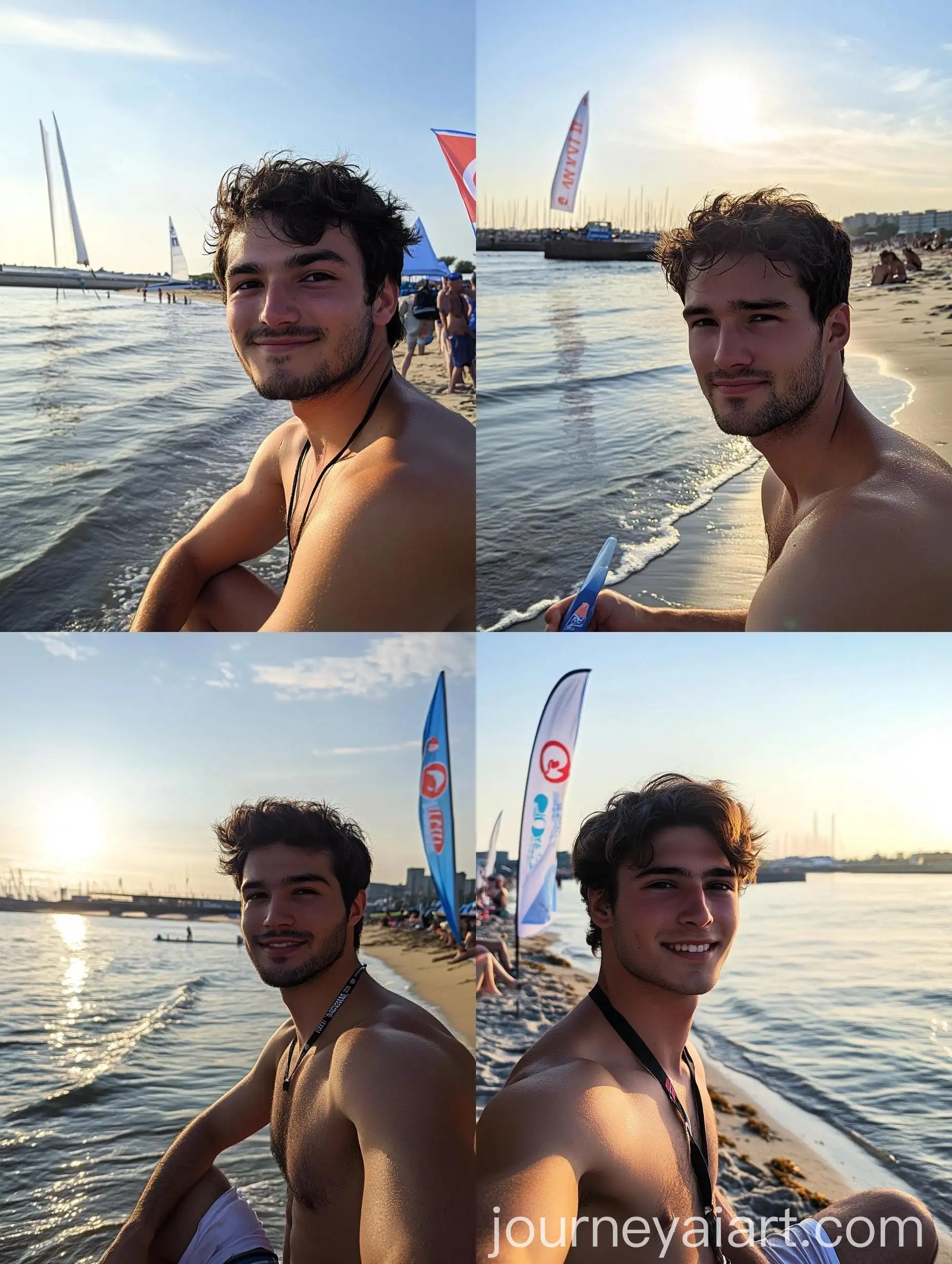 Young-Man-Enjoying-Beach-Scenery-Shirtless