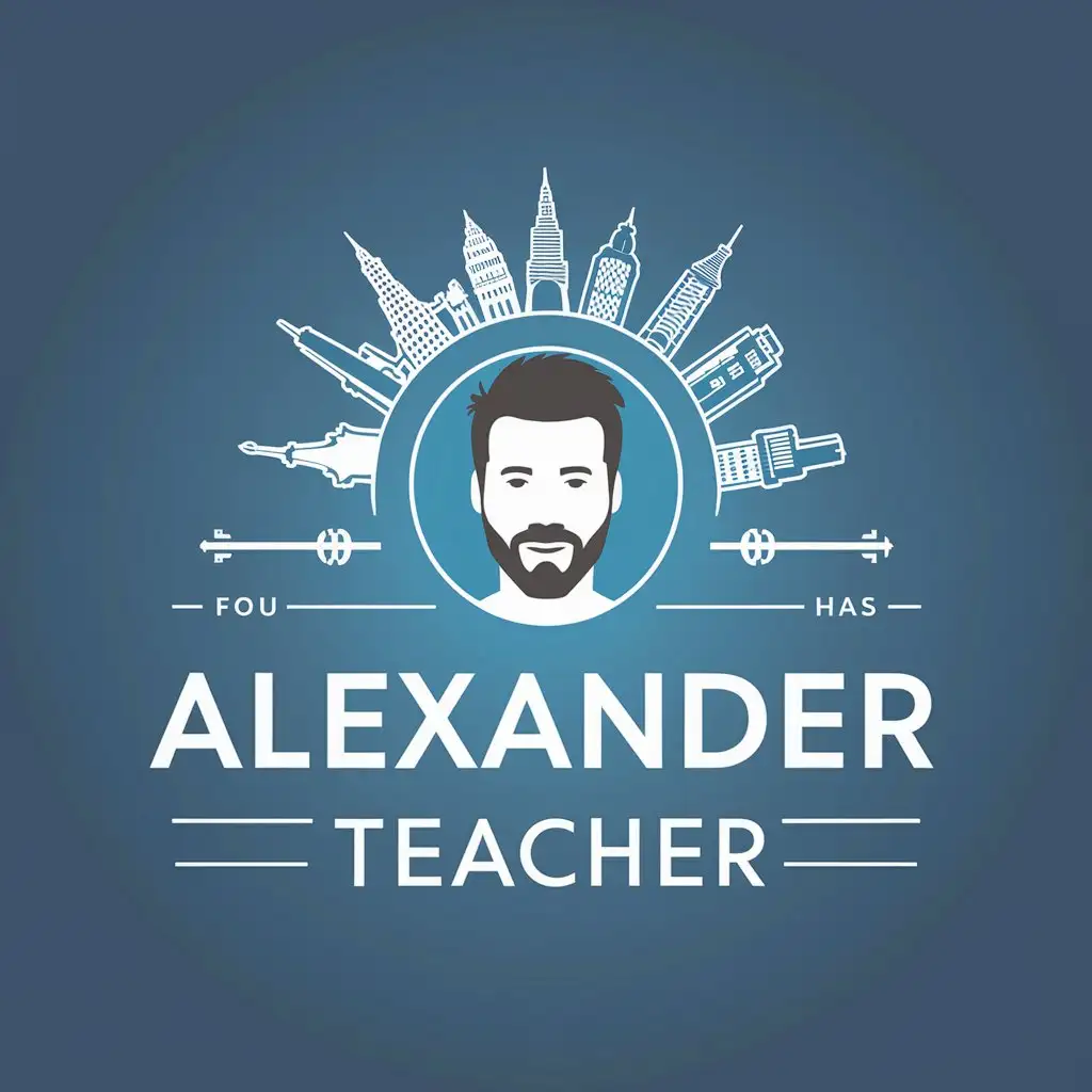 LOGO Design for Alexander Teacher Global Language Teaching with Modern Tech Theme