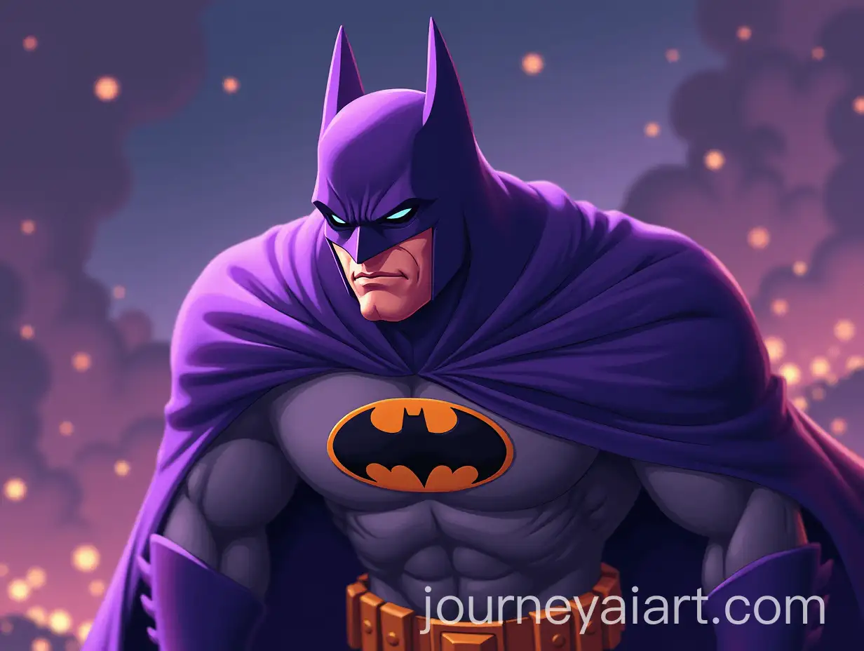Cartoon-Batman-in-Purple-Uniform-Overwhelmed-by-Cries-for-Help