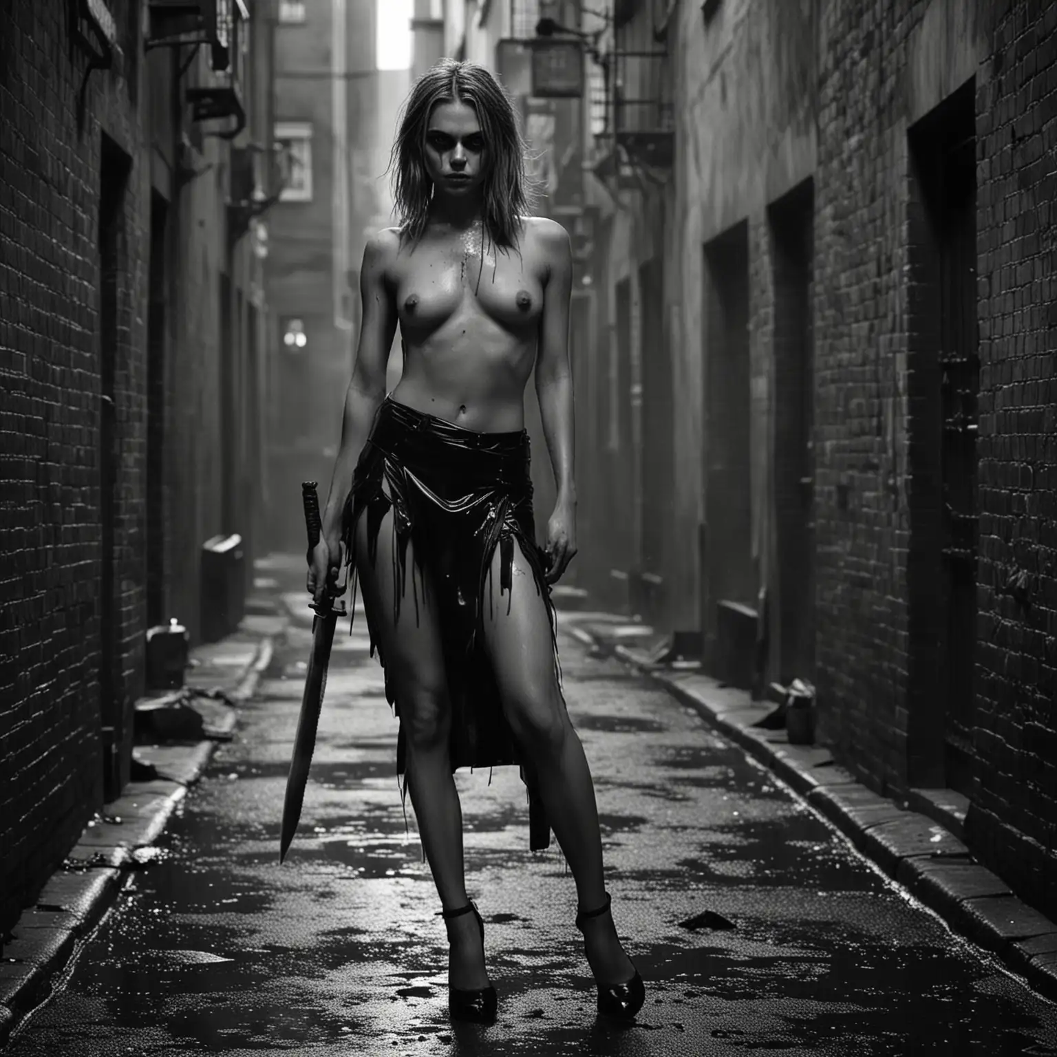 Cara-Delevingne-as-a-Femme-Fatale-Villain-in-a-Dark-Crime-Alley-Scene