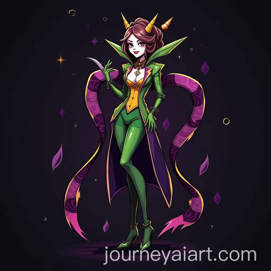 Hazbin-Hotel-Female-OC-from-the-Greed-Ring-with-Green-Yellow-Plum-and-Violet-Palette