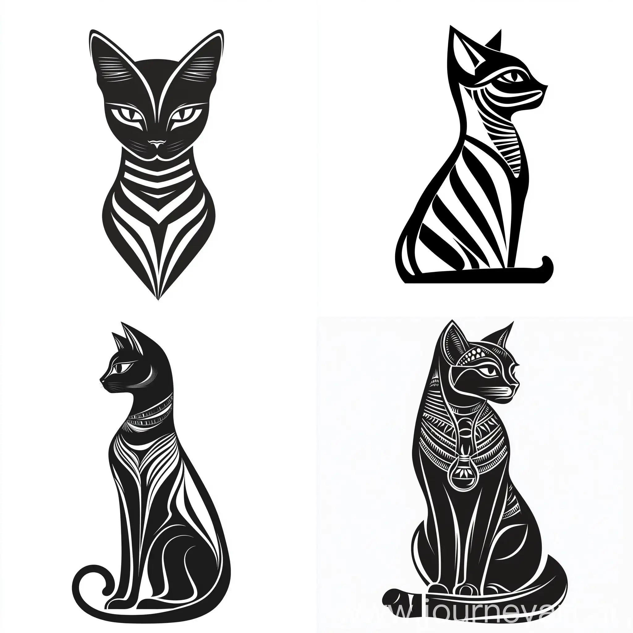 Abstract-Egyptian-Cat-Icon-in-Monochrome-for-Luxury-Brand