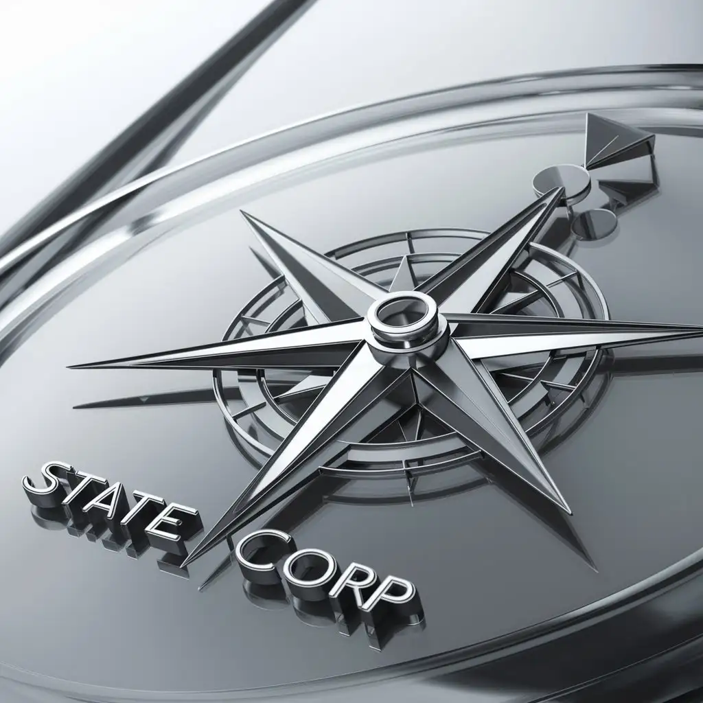 a logo design,with the text "State Corp.", main symbol:compass rose,complex,clear background