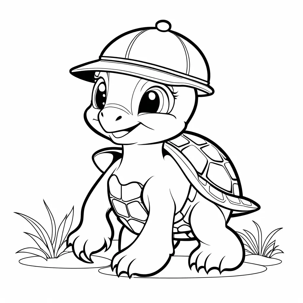 Teenage-Turtle-Coloring-Page-Black-and-White-Line-Art-for-Kids