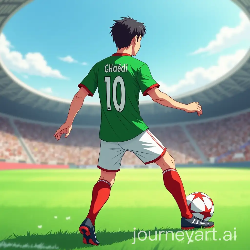 Iranian-Football-Player-Passing-Ball-at-Santiago-Bernabeu-Stadium-in-Anime-Style