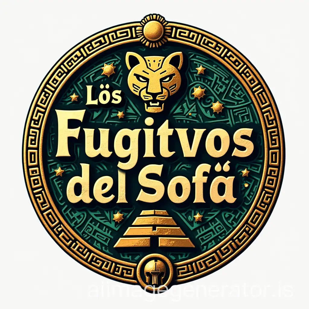 Modern-MayaInspired-Logo-for-Los-Fugitivos-del-Sof-with-Jaguar-Pyramid-and-SunMoon