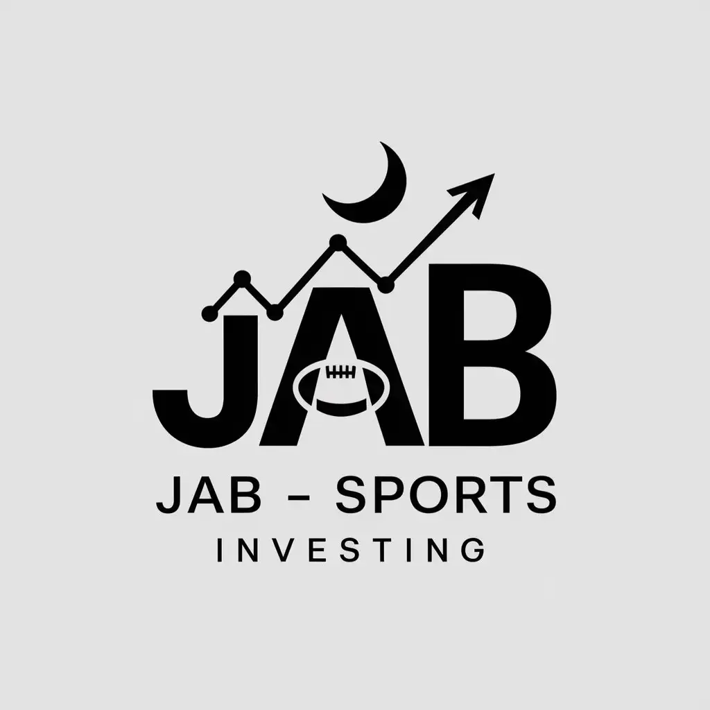 LOGO Design For JAB Sports Investing Modern Minimalistic Design with Graph Football Moon and Lock Symbol