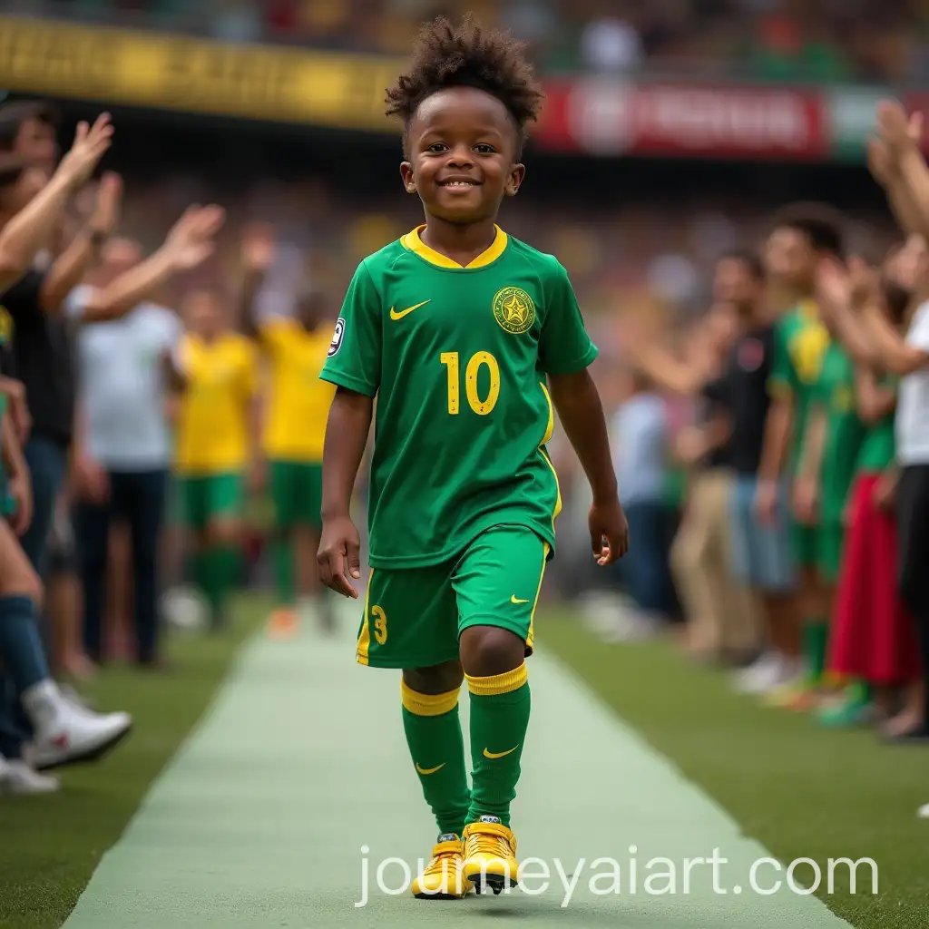 Child-Imitating-Man-in-Senegal-Football-Jersey-with-Cheering-Crowd