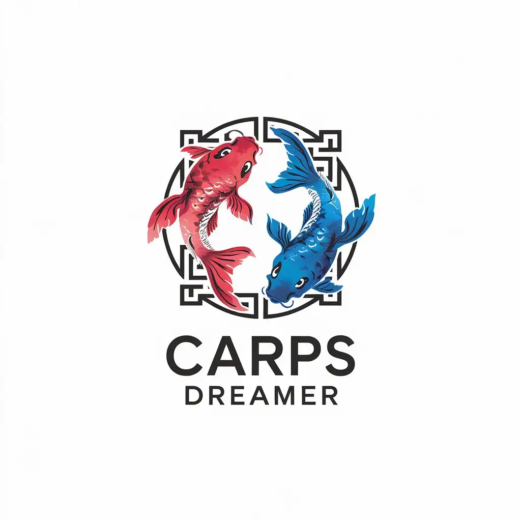 LOGO-Design-for-Carps-Dreamer-Two-Koi-Fish-in-Chinese-Watercolor-Style