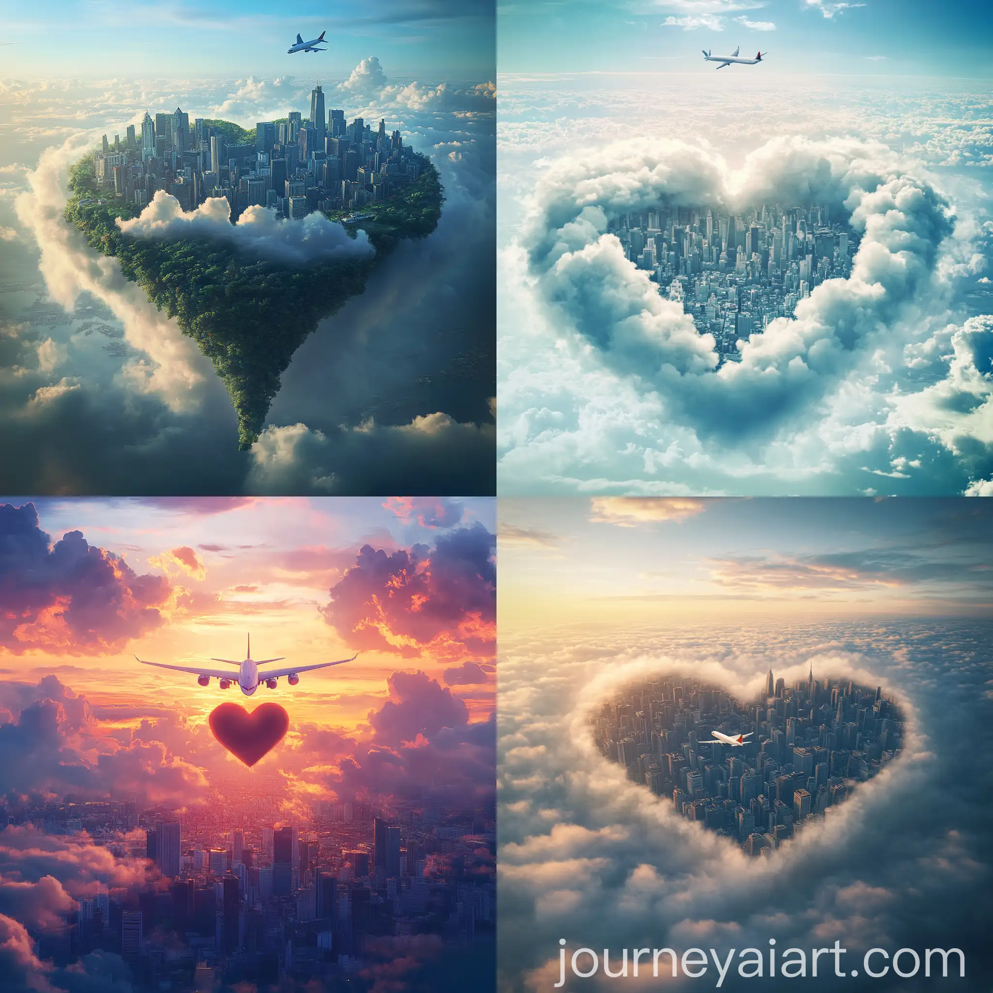 Cityscape-with-Flying-Plane-and-Heart-of-Love