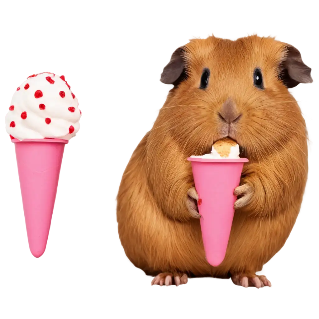 Adorable-Guinea-Pig-Eating-Ice-Cream-PNG-Image-Delightful-and-Whimsical-Visual-Content