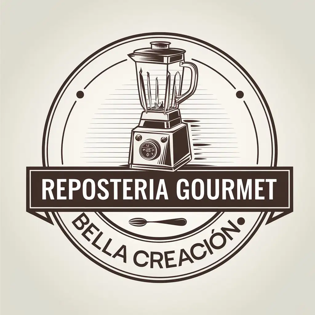 LOGO-Design-for-Reposteria-Gourmet-Bella-Creacion-Vintage-Kitchen-Blender-Theme