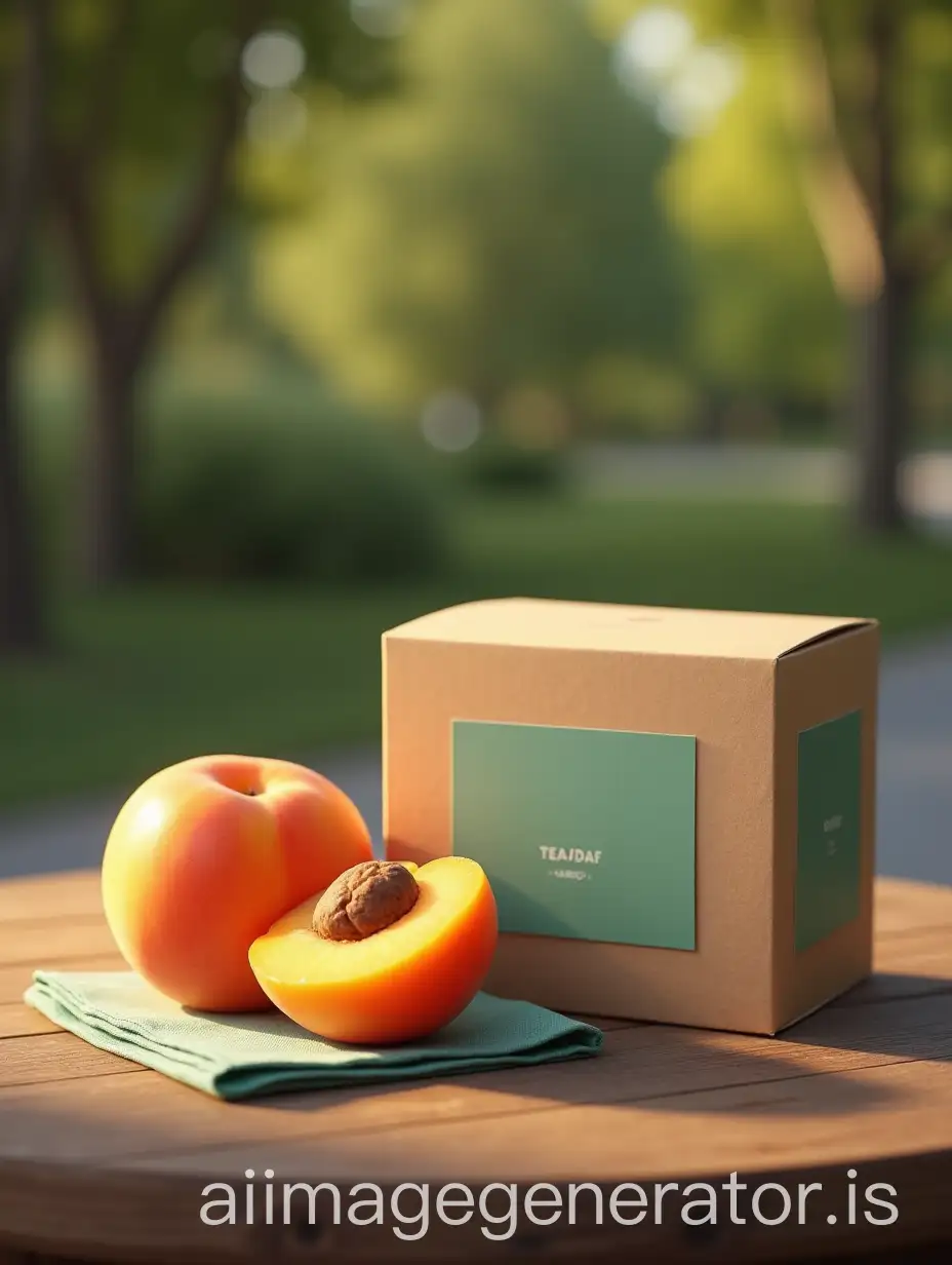 Realistic-Still-Life-of-Apricot-and-Tea-Set-on-SeaAI-Image-Expansion-Green-Napkin-in-Park
