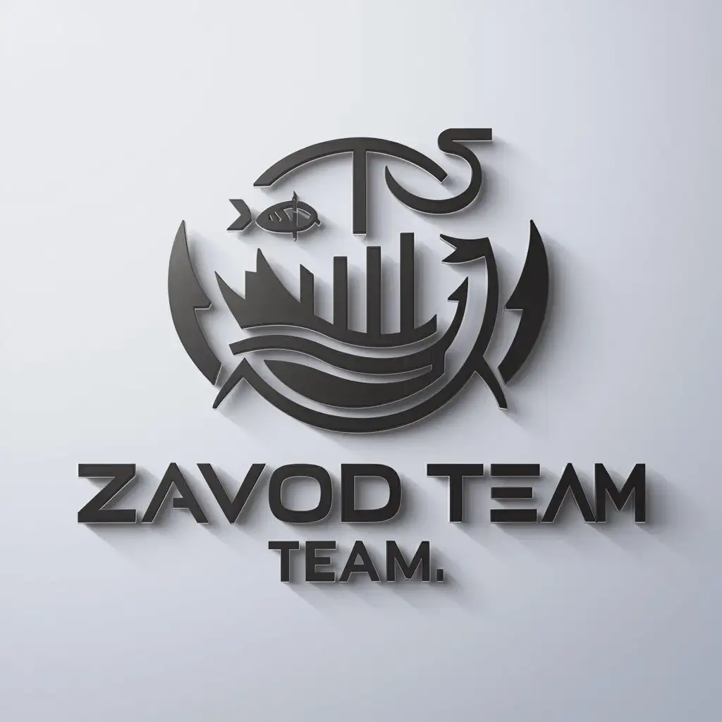 a logo design,with the text "ZAVOD TEAM", main symbol:Factory, ship world, Russian fishing 4,Moderate,be used in Technology industry,clear background