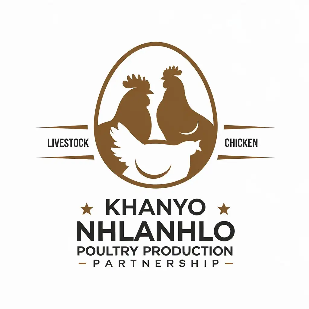 LOGO Design for Khanyo Nhlanhlo Poultry Brown White Chicken Silhouettes Egg Shape Farmland Sky