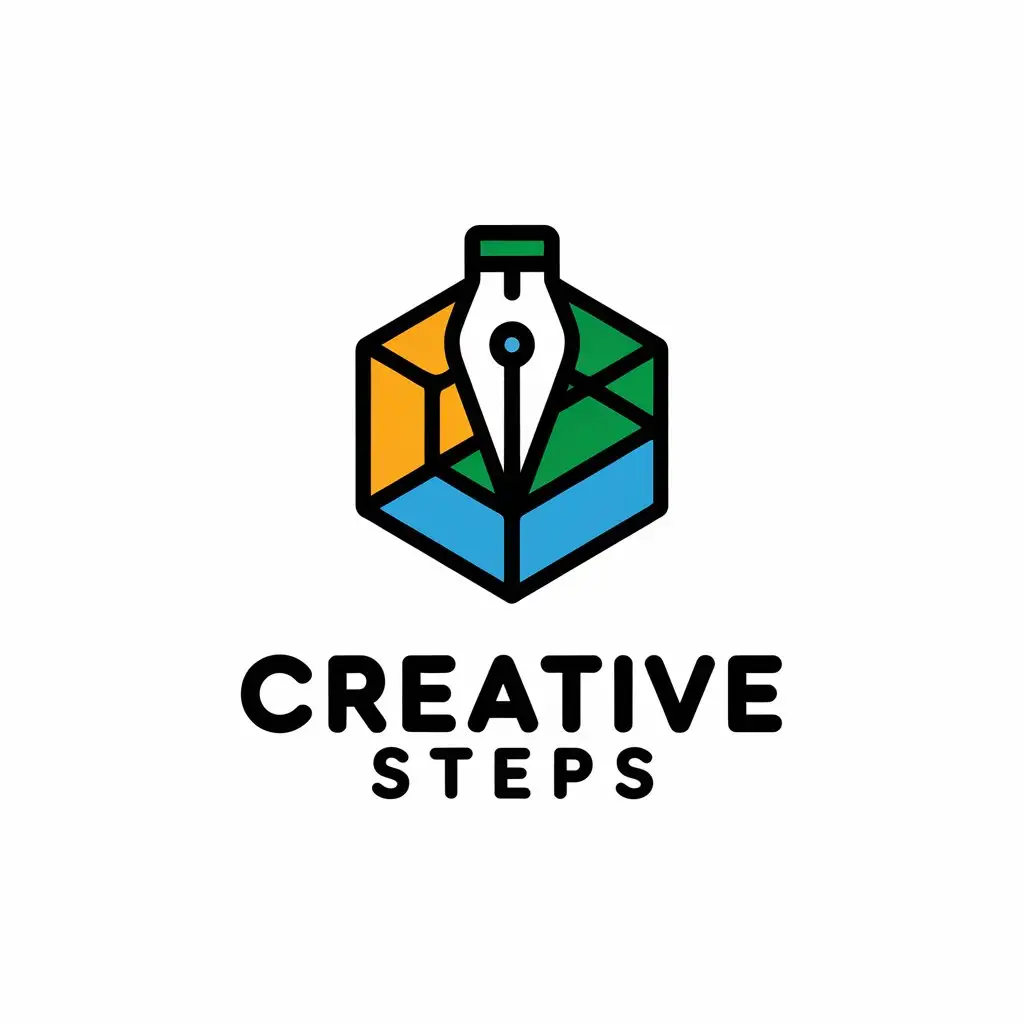 LOGO Design for Creative Steps Pen Grooved Book and 3D Lego Step Theme for Home Family Industry