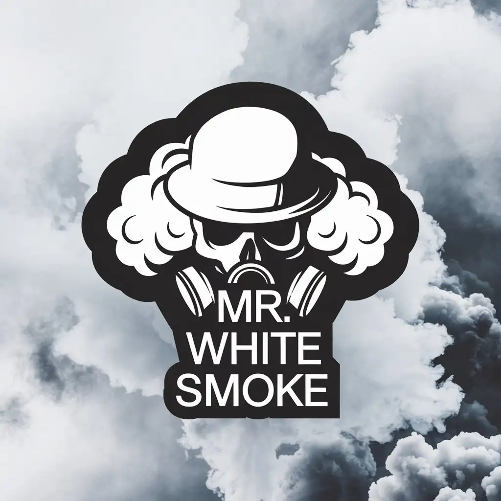 LOGO Design for Mr White Smoke Minimalistic Skull with Clouds and Airsoft Theme