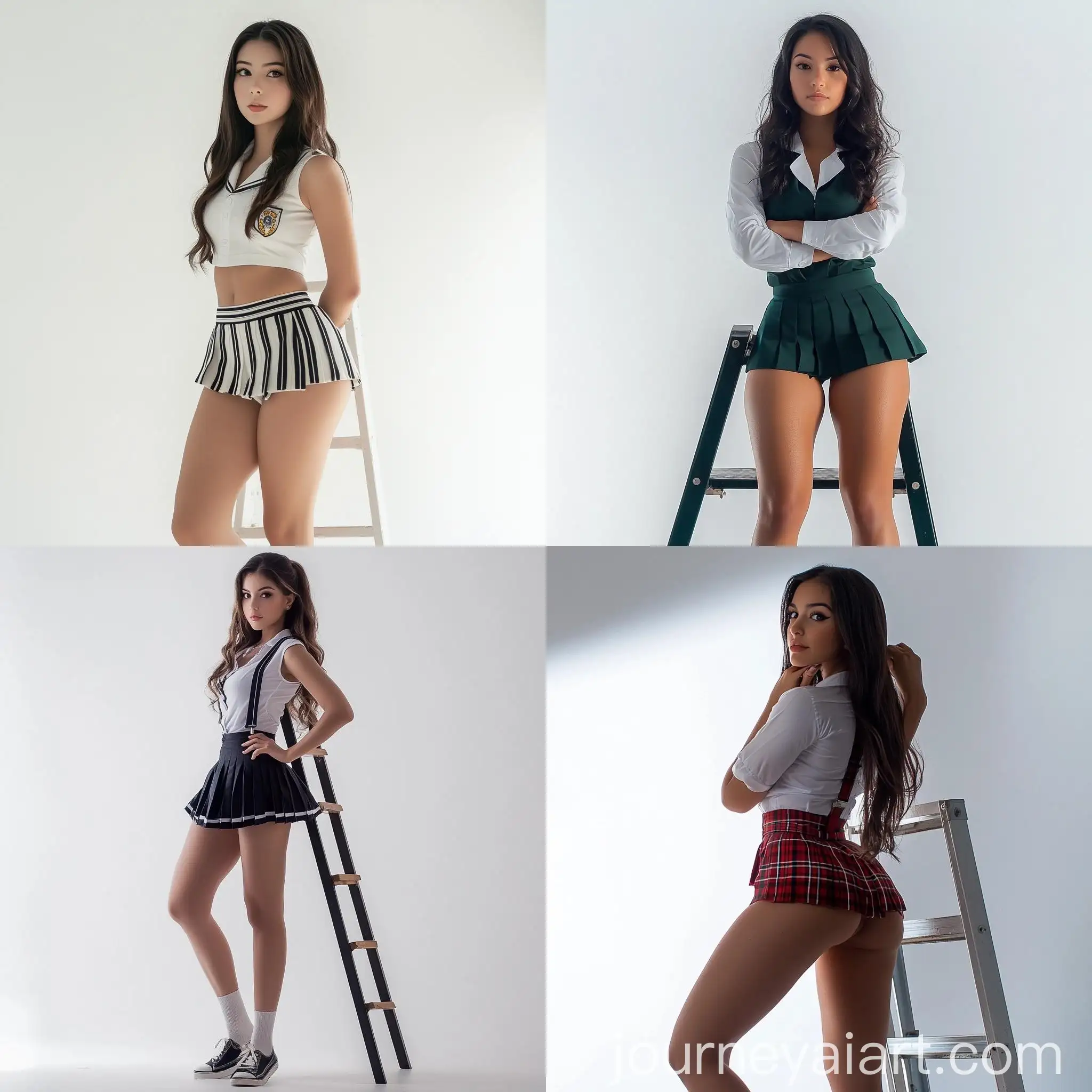 Brazilian-Woman-in-Ikkitousen-School-Uniform-Posing-at-Photography-Studio