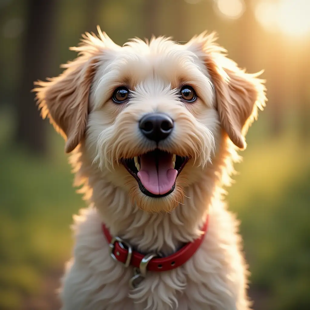 a dog that smiles and greets