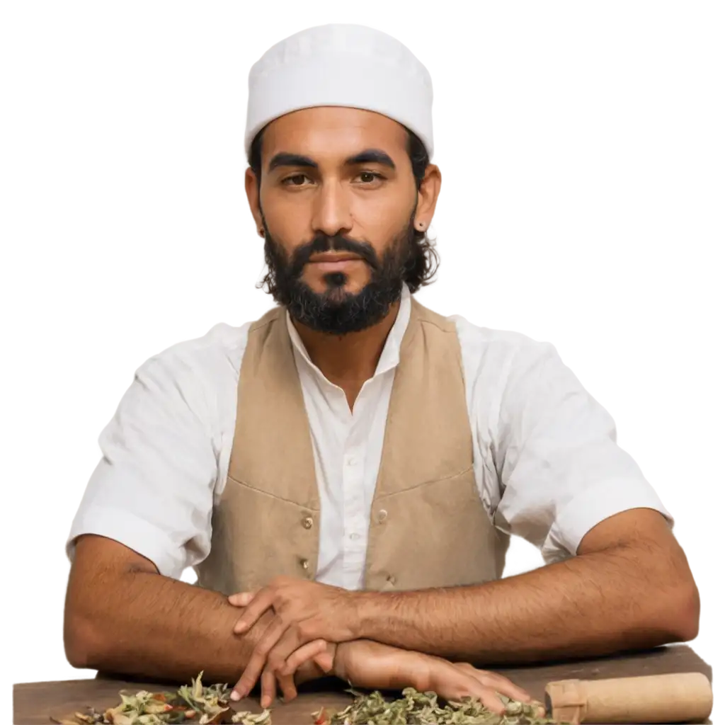 Traditional-Herbal-Healer-Hakeem-PNG-Image-with-Calm-Wisdom-and-Herbal-Remedies