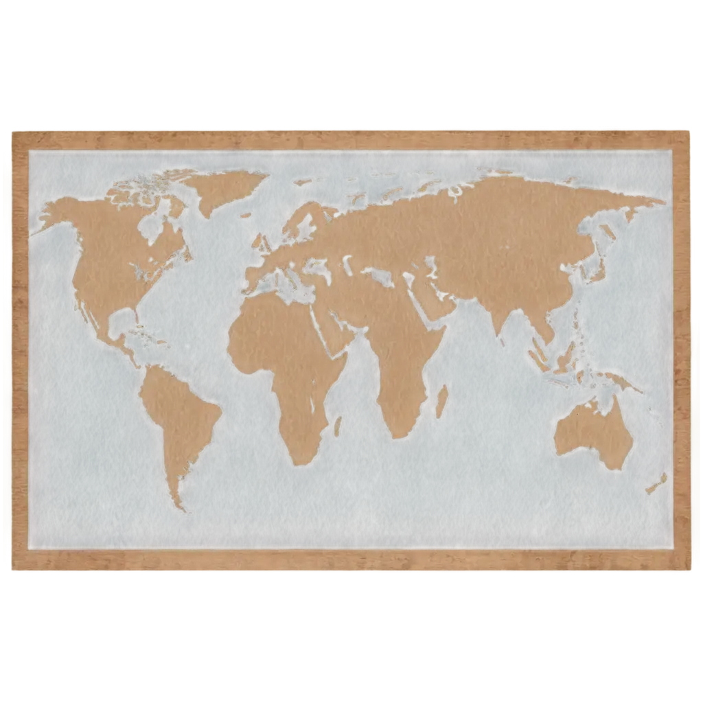 World map but blank with woody texture on a page.