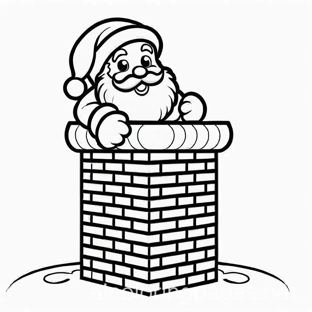 Santa-Claus-Emerging-from-Chimney-Kids-Coloring-Page