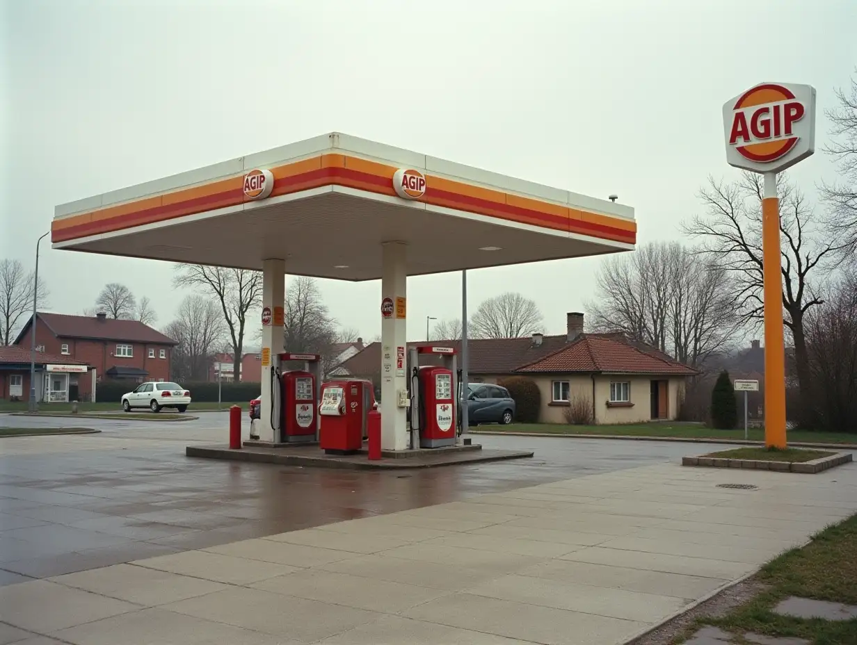 a AGIP gas station near Budapest, in the 80s