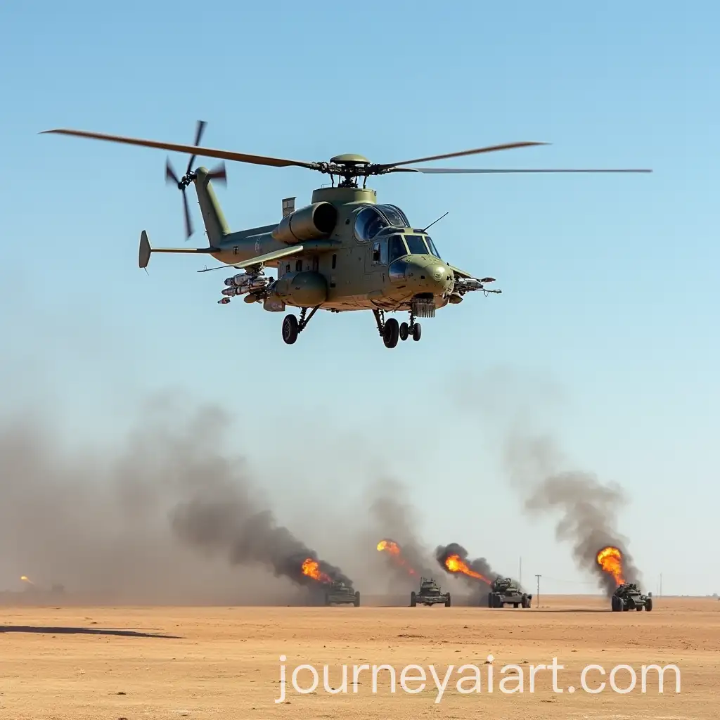 Mi28N-Helicopter-Attacking-Gepard-AntiAircraft-Installations-in-Desert-Battle