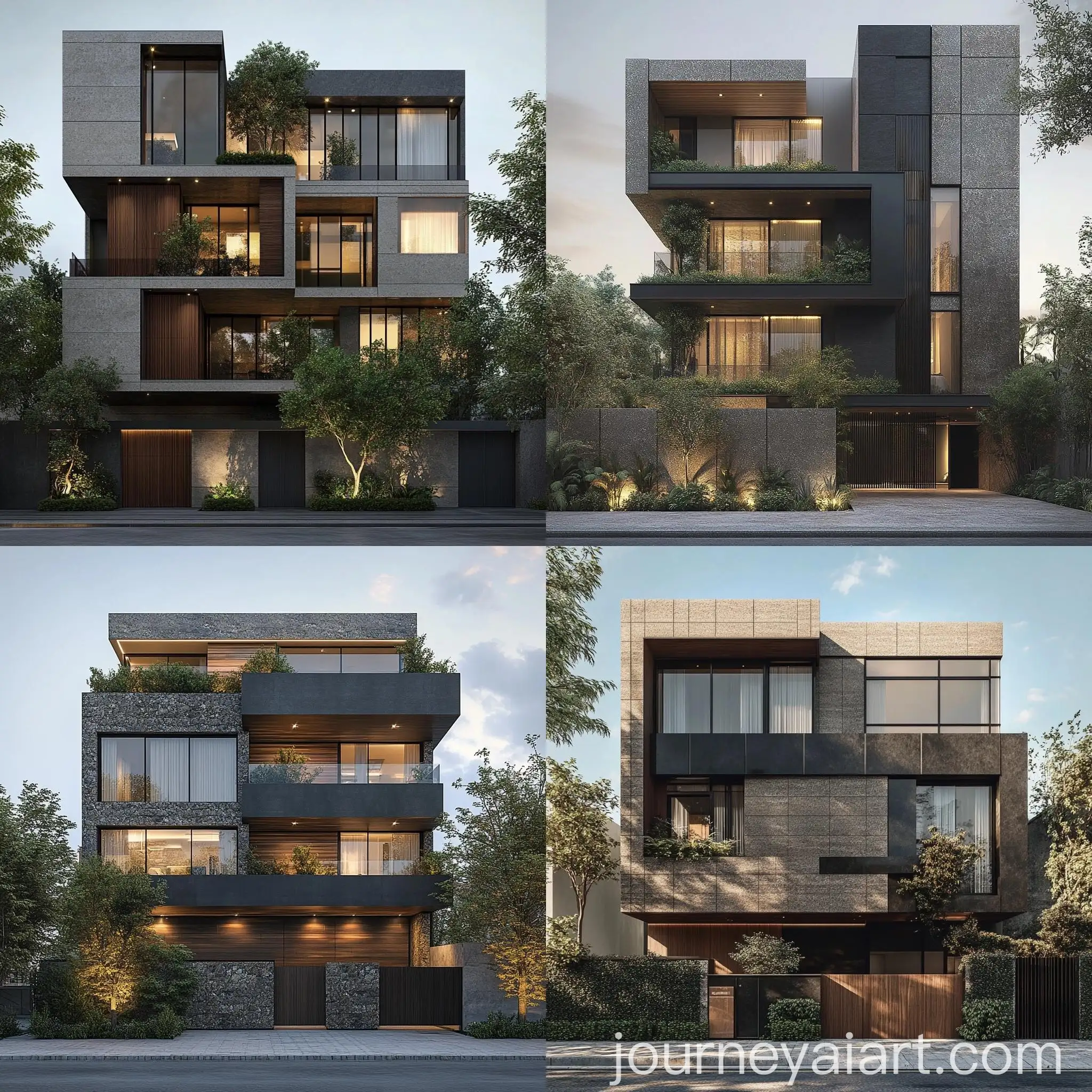 Modern-Residential-Facade-Design-with-Stone-and-Transparent-Spaces