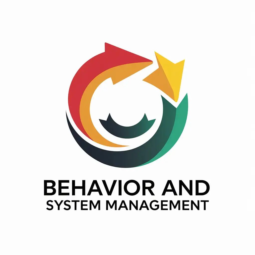 LOGO-Design-For-Behavior-and-System-Management-Arrow-in-Circular-Motion-with-Red-Yellow-and-Green-Colors