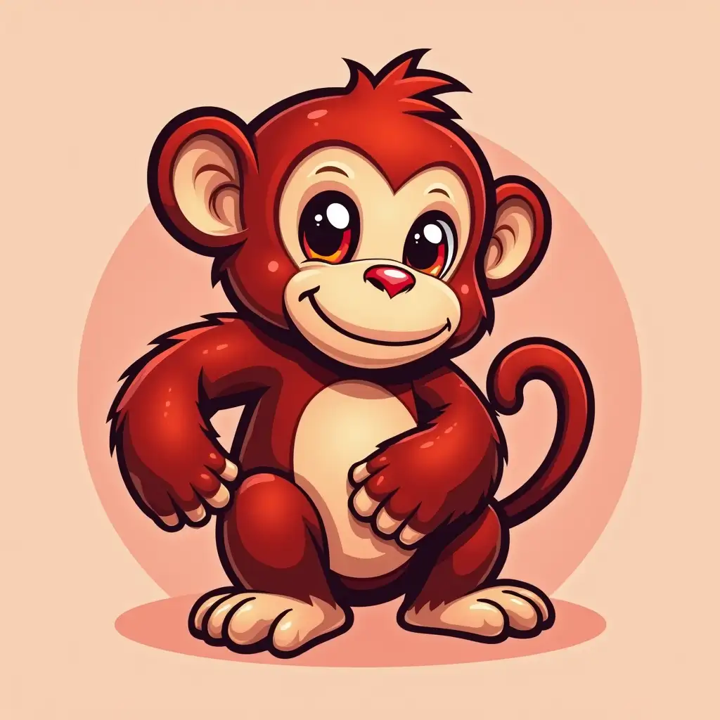 design monkey mascot, half body, red color, adult, fun, emblem, vector design, digital art