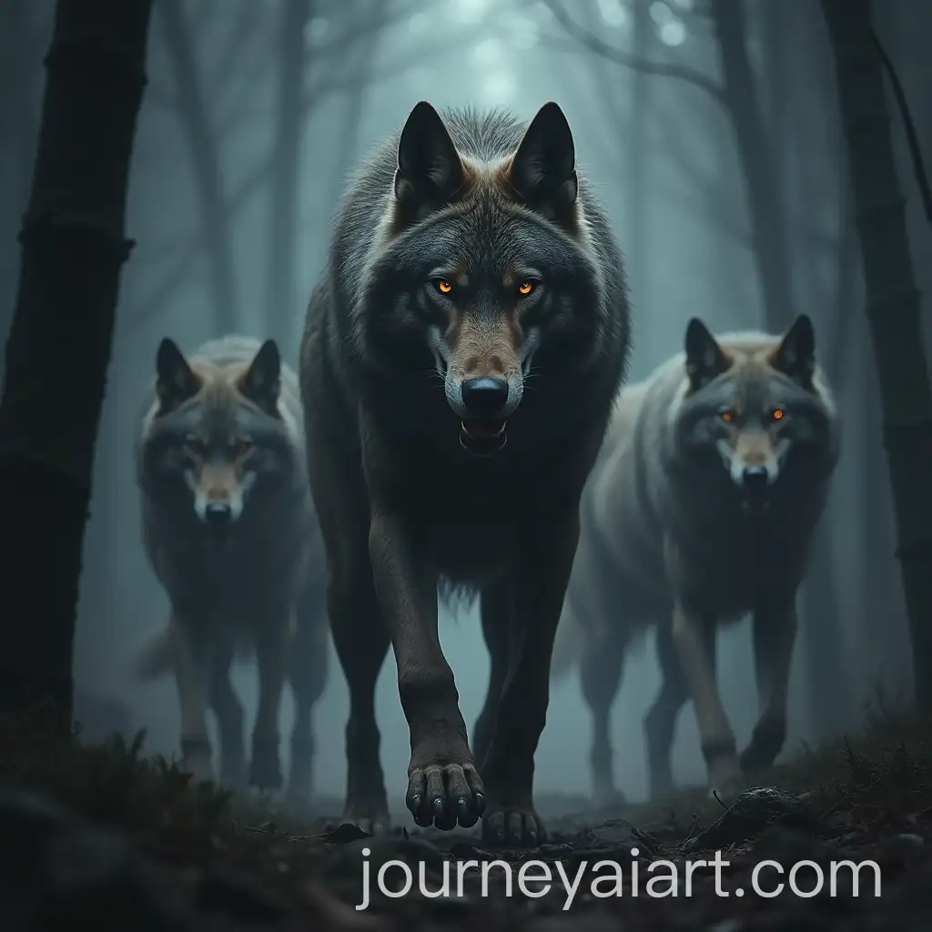 Imposing-Scarred-Wolf-Leading-Renegade-Pack-in-Forest-Gloom